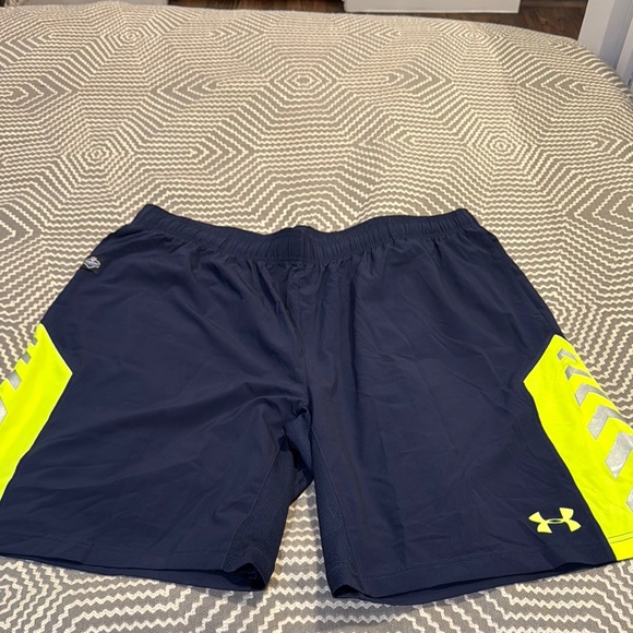 Under Armour Other - Under Armour Combine Authentic Men's Blue and Neon Yellow Athletic Shorts